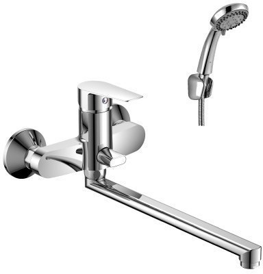 Смеситель универсальный Rossinka S35-33 с плоск. повор. излив. 350мм хром